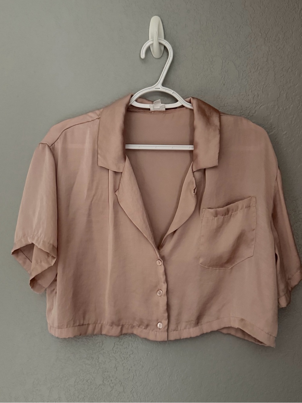 Garage Satin Button Up Crop Top